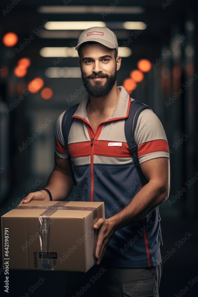 Delivery man is delivering the parcels. Generative AI