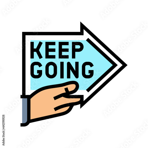 keep going arrow succes challenge color icon vector. keep going arrow succes challenge sign. isolated symbol illustration