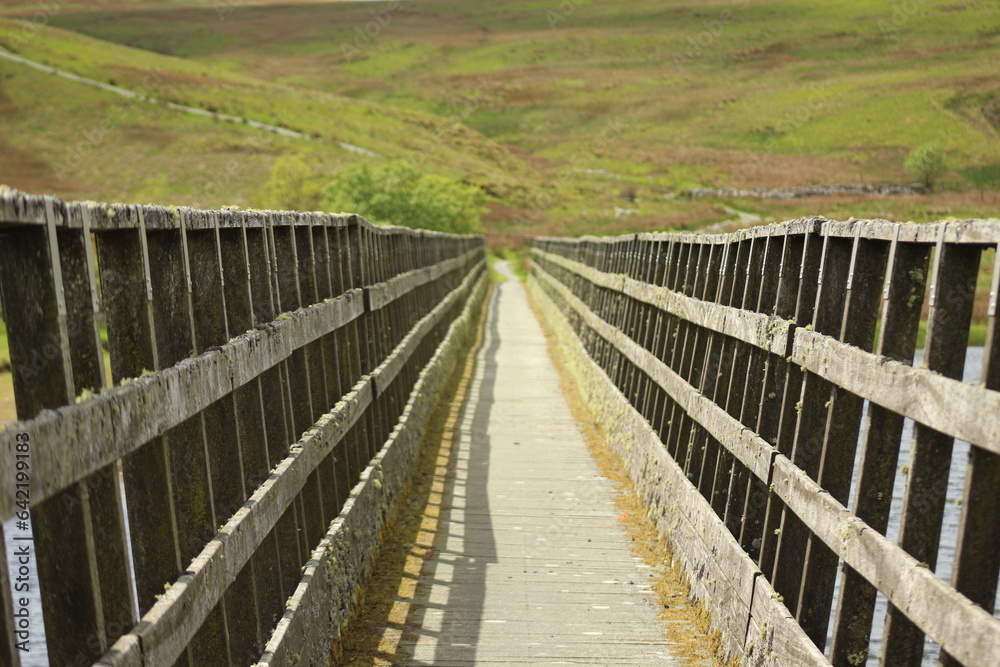 wooden bridge over the river