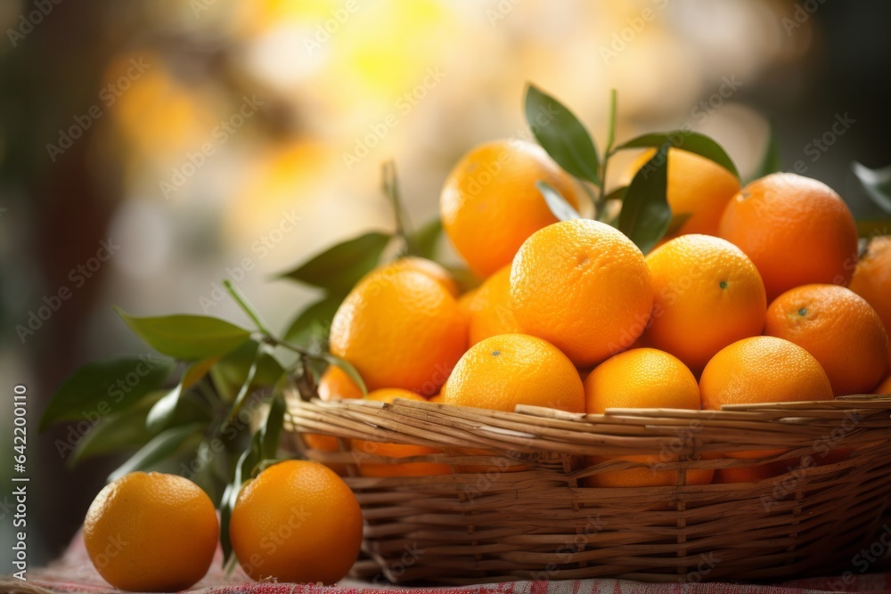 fresh oranges on a fruit basket under bright light fresh oranges on a fruit basket under bright light