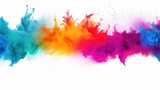 Colrful rainbow paint explosion on white background