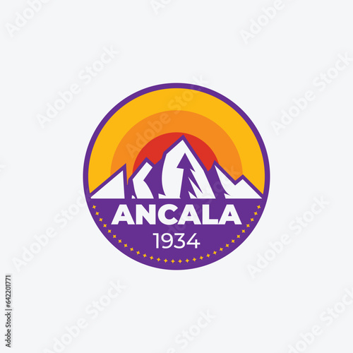illustration of a vintage mountain logo badge