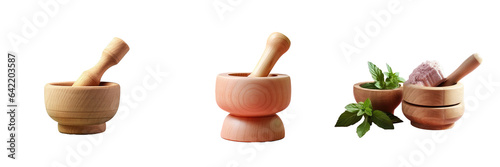 Wallpaper Mural Wooden mortar and pestle on a transparent background
