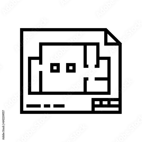 floor plans architectural drafter line icon vector. floor plans architectural drafter sign. isolated contour symbol black illustration