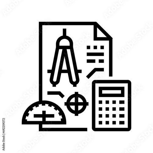 precision drafting architectural drafter line icon vector. precision drafting architectural drafter sign. isolated contour symbol black illustration