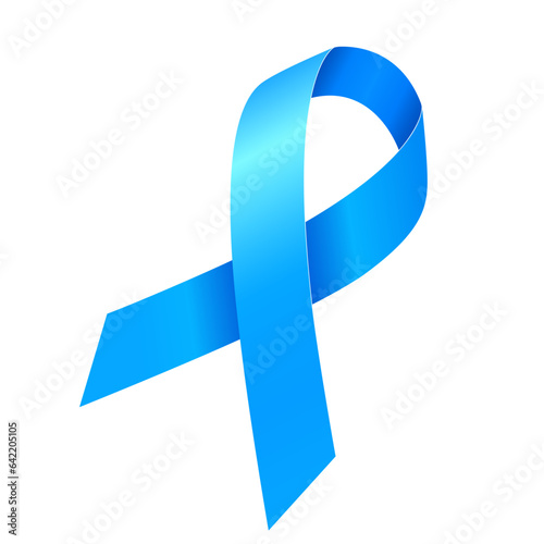 Prostate Cancer Awareness Month. Blue ribbon. Vector illustration isolated on white.