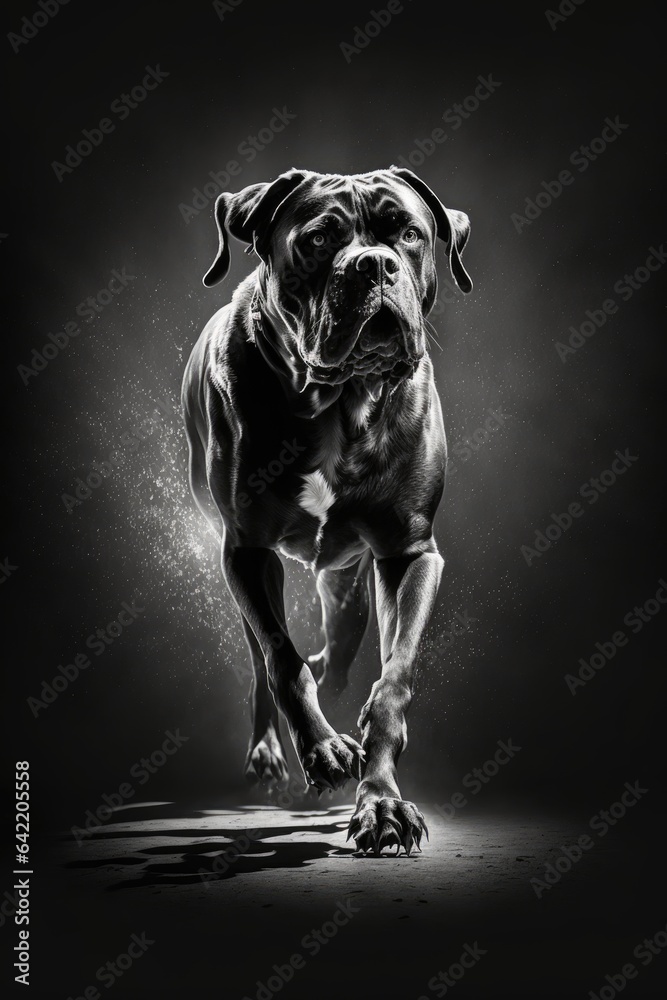 cane corso dog silhouette contour black white backlit motion contour tattoo professional photography