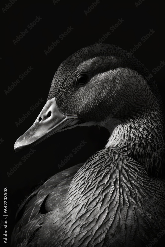 duck portrait face silhouette contour photography studio rim close backlit retro black white duck portrait face silhouette contour photography studio rim close backlit retro black white
