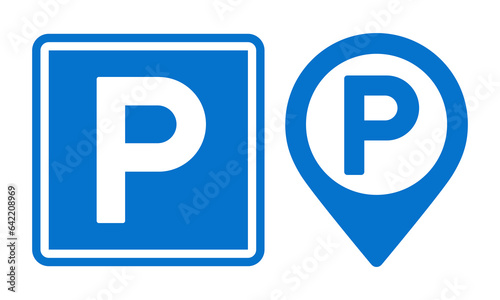 Obraz na plátně Parking sign and parking map pin