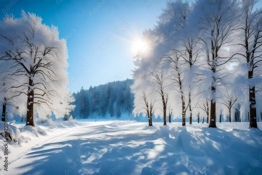 winter landscape with trees and snow