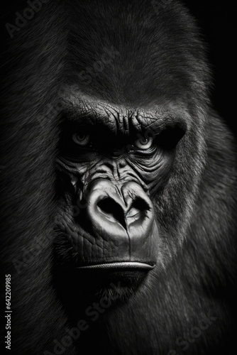 gorilla ape monkey portrait studio silhouette photo black white backlit motion contour tattoo