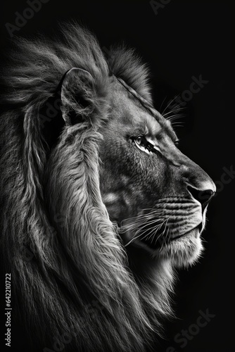 jungle lion studio silhouette photo black white vintage backlit portrait motion contour tattoo © Wiktoria