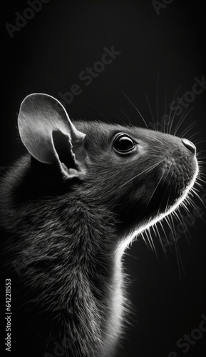 rat mouse macro close portrait studio silhouette photo black white backlit motion contour tattoo