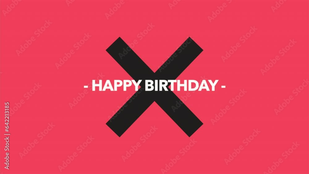 Happy Birthday with black cross on red gradient, motion holidays and promo style background Happy Birthday with black cross on red gradient, motion holidays and promo style background