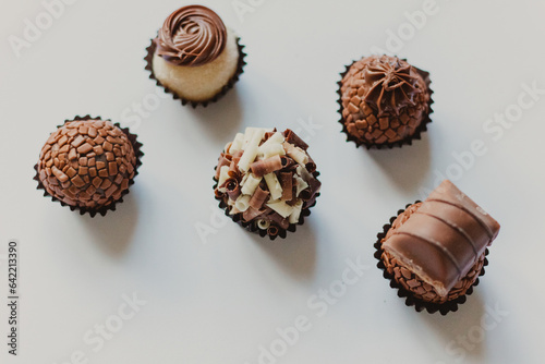 table of assorted brigadeiros flat lay photo