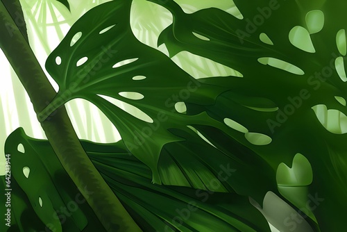 green monstera illust  photo