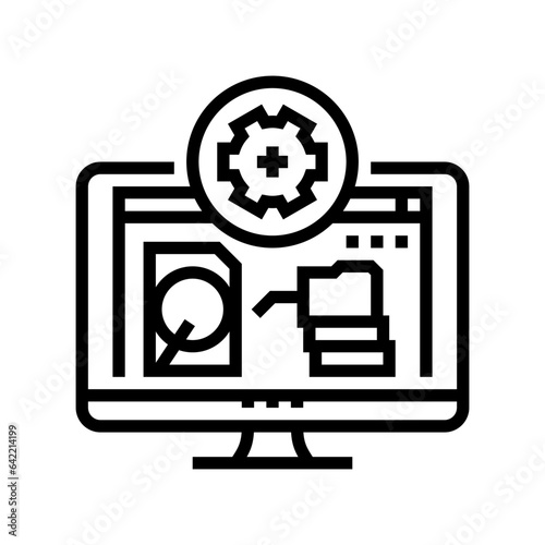 data recovery repair computer line icon vector. data recovery repair computer sign. isolated contour symbol black illustration