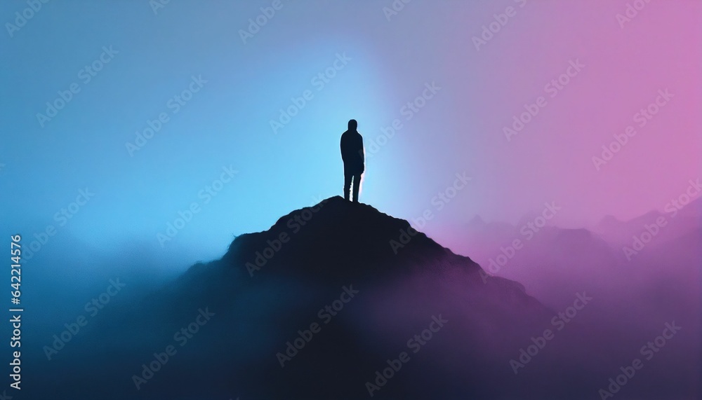 Close-Up Silhouette in Blue and Pink: A Captivating Blur of Colors - obrazy, fototapety, plakaty 