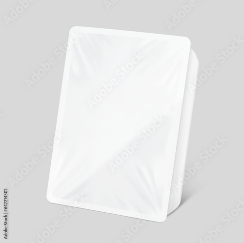 Tray container mockup. Vector illustration. Half side view. Ready to be used in your design. EPS10.