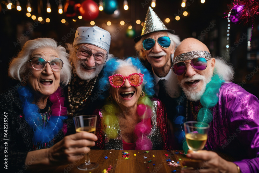 happy senior people smile together celebrating birthday in retirement. party for old people. retired old age happy senior people smile together celebrating birthday in retirement. party for old people. retired old age
