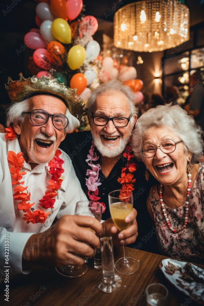 happy senior people smile together celebrating birthday in retirement. party for old people. retired old age happy senior people smile together celebrating birthday in retirement. party for old people. retired old age