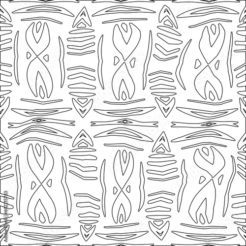 White background with black pattern. Texture with figures from lines.Line shape design.Abstract background for web page, textures, card, poster, fabric, textile. Monochrome graphic repeating design. 