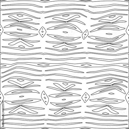 White background with black pattern. Texture with figures from lines.Line shape design.Abstract background for web page, textures, card, poster, fabric, textile. Monochrome graphic repeating design. 