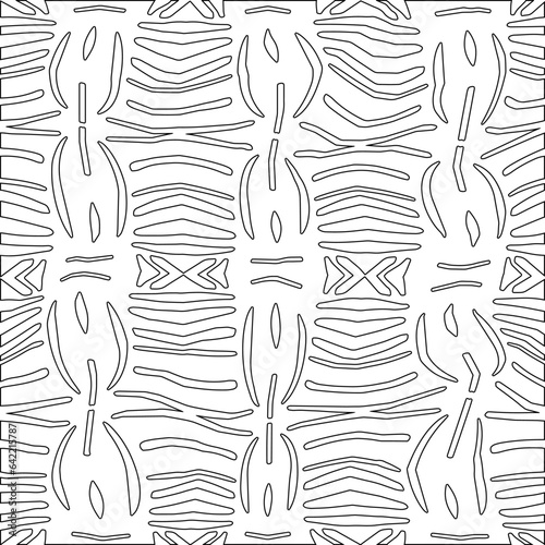 White background with black pattern. Texture with figures from lines.Line shape design.Abstract background for web page, textures, card, poster, fabric, textile. Monochrome graphic repeating design. 