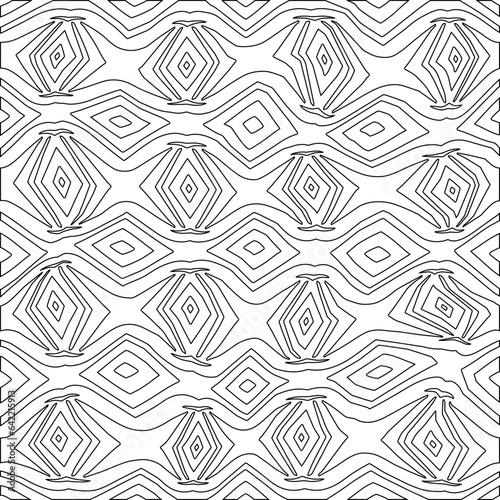 White background with black pattern. Texture with figures from lines.Line shape design.Abstract background for web page, textures, card, poster, fabric, textile. Monochrome graphic repeating design. 