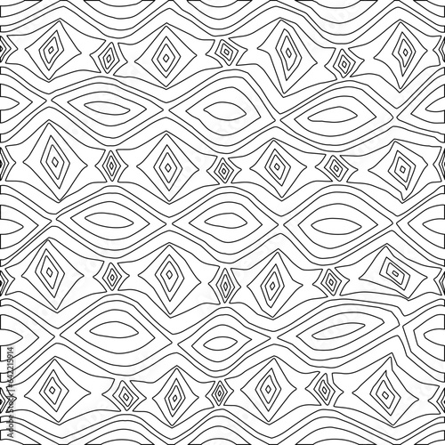 White background with black pattern. Texture with figures from lines.Line shape design.Abstract background for web page  textures  card  poster  fabric  textile. Monochrome graphic repeating design. 