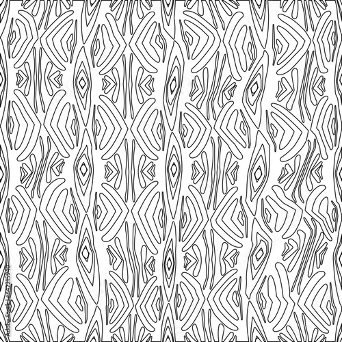 White background with black pattern. Texture with figures from lines.Line shape design.Abstract background for web page, textures, card, poster, fabric, textile. Monochrome graphic repeating design. 
