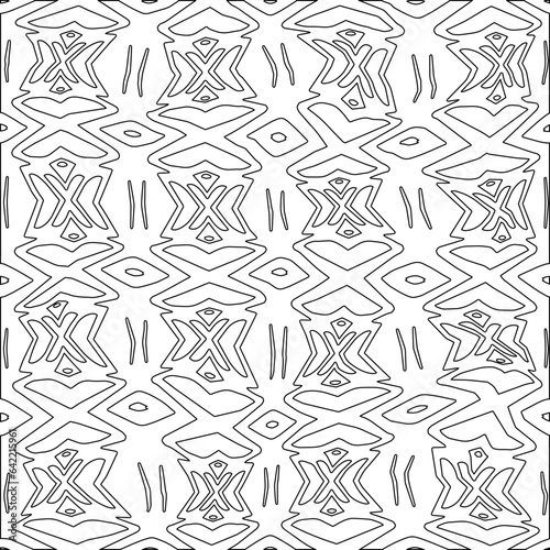 White background with black pattern. Texture with figures from lines.Line shape design.Abstract background for web page  textures  card  poster  fabric  textile. Monochrome graphic repeating design. 