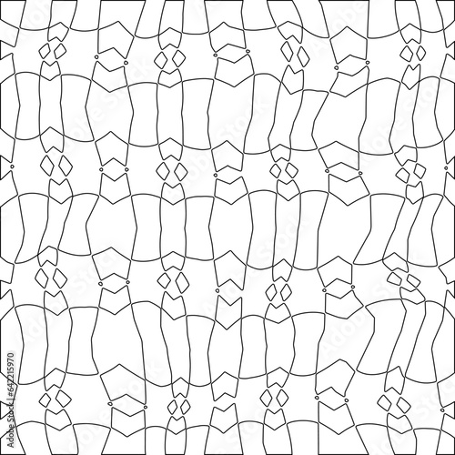 White background with black pattern. Texture with figures from lines.Line shape design.Abstract background for web page, textures, card, poster, fabric, textile. Monochrome graphic repeating design. 
