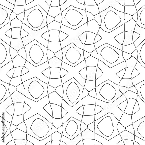 White background with black pattern. Texture with figures from lines.Line shape design.Abstract background for web page, textures, card, poster, fabric, textile. Monochrome graphic repeating design. 