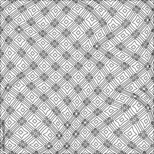 White background with black pattern. Texture with figures from lines.Line shape design.Abstract background for web page, textures, card, poster, fabric, textile. Monochrome graphic repeating design. 