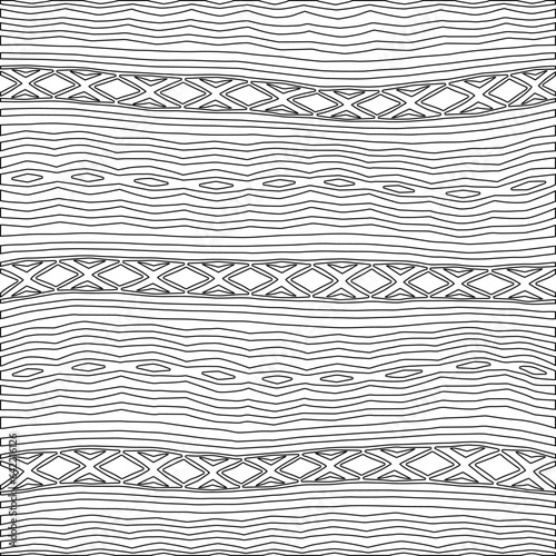 White background with black pattern. Texture with figures from lines.Line shape design.Abstract background for web page, textures, card, poster, fabric, textile. Monochrome graphic repeating design. 