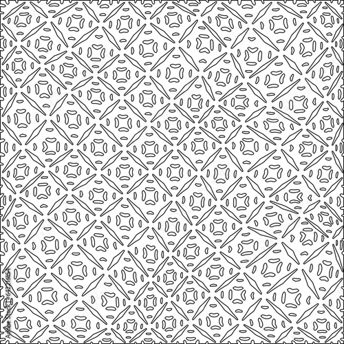 White background with black pattern. Texture with figures from lines.Line shape design.Abstract background for web page, textures, card, poster, fabric, textile. Monochrome graphic repeating design. 