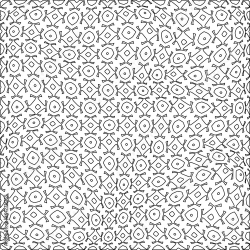 White background with black pattern. Texture with figures from lines.Line shape design.Abstract background for web page, textures, card, poster, fabric, textile. Monochrome graphic repeating design. 