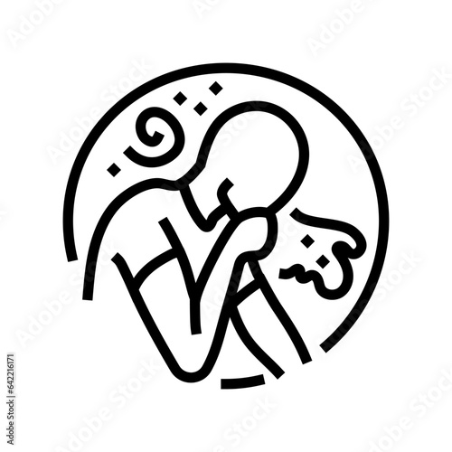 nausea vomiting disease symptom line icon vector. nausea vomiting disease symptom sign. isolated contour symbol black illustration