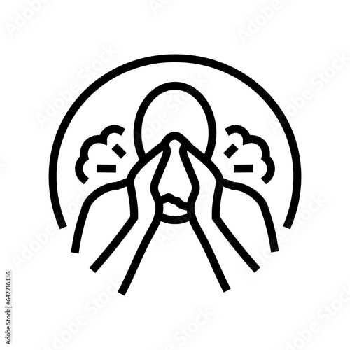 coughing sneezing disease symptom line icon vector. coughing sneezing disease symptom sign. isolated contour symbol black illustration