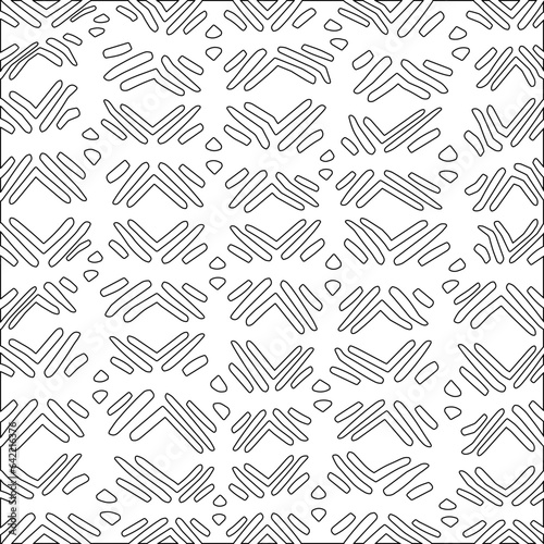 White background with black pattern. Texture with figures from lines.Line shape design.Abstract background for web page, textures, card, poster, fabric, textile. Monochrome graphic repeating design. 