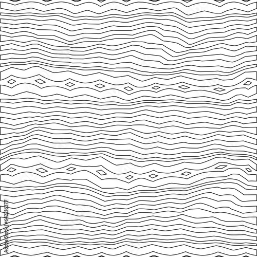 White background with black pattern. Texture with figures from lines.Line shape design.Abstract background for web page, textures, card, poster, fabric, textile. Monochrome graphic repeating design. 