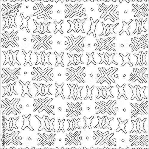 White background with black pattern. Texture with figures from lines.Line shape design.Abstract background for web page, textures, card, poster, fabric, textile. Monochrome graphic repeating design. 