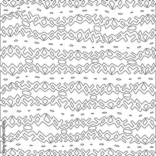 White background with black pattern. Texture with figures from lines.Line shape design.Abstract background for web page, textures, card, poster, fabric, textile. Monochrome graphic repeating design. 