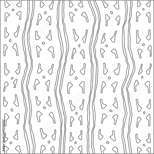 White background with black pattern. Texture with figures from lines.Line shape design.Abstract background for web page, textures, card, poster, fabric, textile. Monochrome graphic repeating design. 