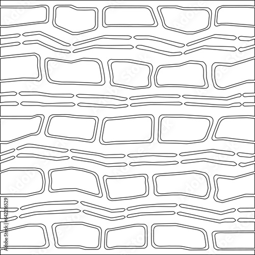 White background with black pattern. Texture with figures from lines.Line shape design.Abstract background for web page, textures, card, poster, fabric, textile. Monochrome graphic repeating design. 