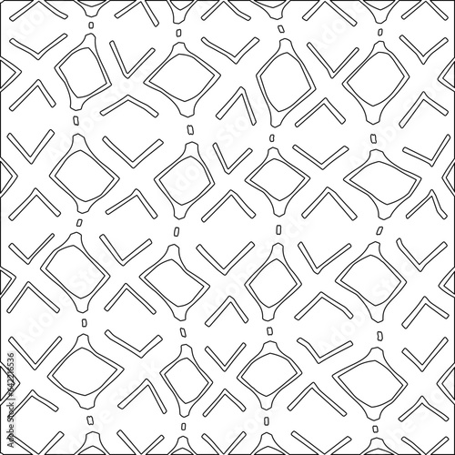 White background with black pattern. Texture with figures from lines.Line shape design.Abstract background for web page, textures, card, poster, fabric, textile. Monochrome graphic repeating design. 