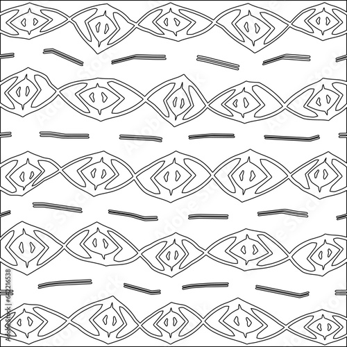 White background with black pattern. Texture with figures from lines.Line shape design.Abstract background for web page, textures, card, poster, fabric, textile. Monochrome graphic repeating design. 