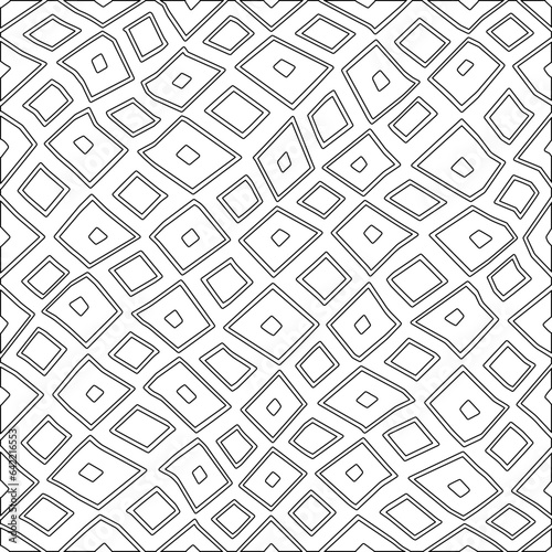White background with black pattern. Texture with figures from lines.Line shape design.Abstract background for web page, textures, card, poster, fabric, textile. Monochrome graphic repeating design. 
