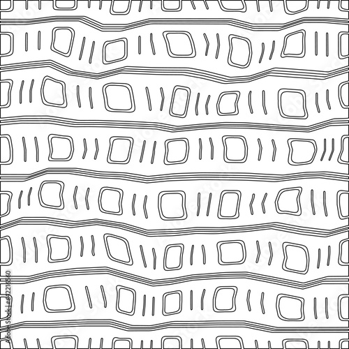White background with black pattern. Texture with figures from lines.Line shape design.Abstract background for web page, textures, card, poster, fabric, textile. Monochrome graphic repeating design. 